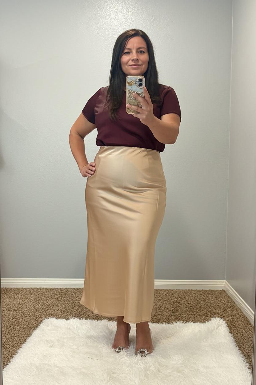 Falda Satin Color Crema