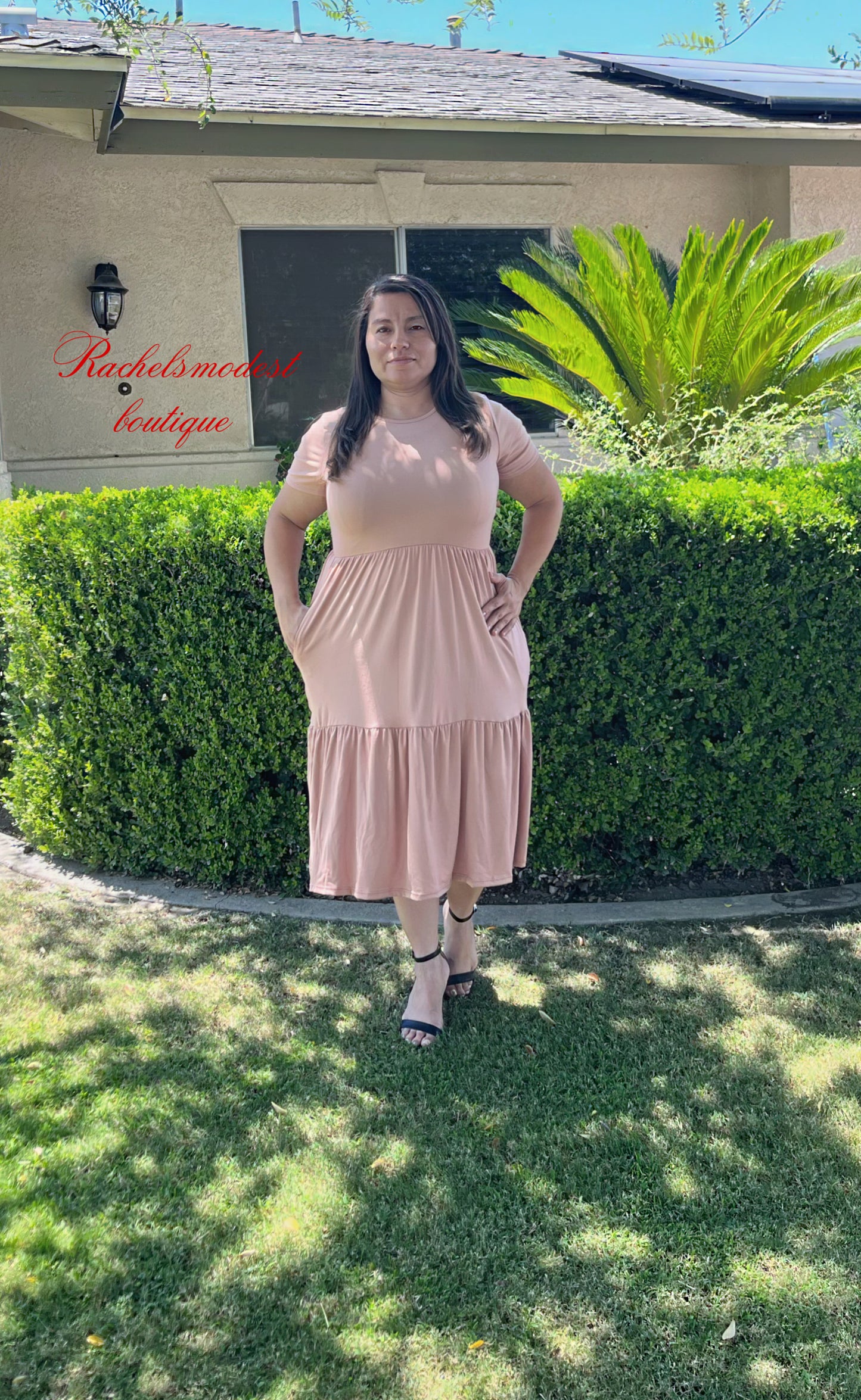 PATERICIA PEACH MIDI DRESS