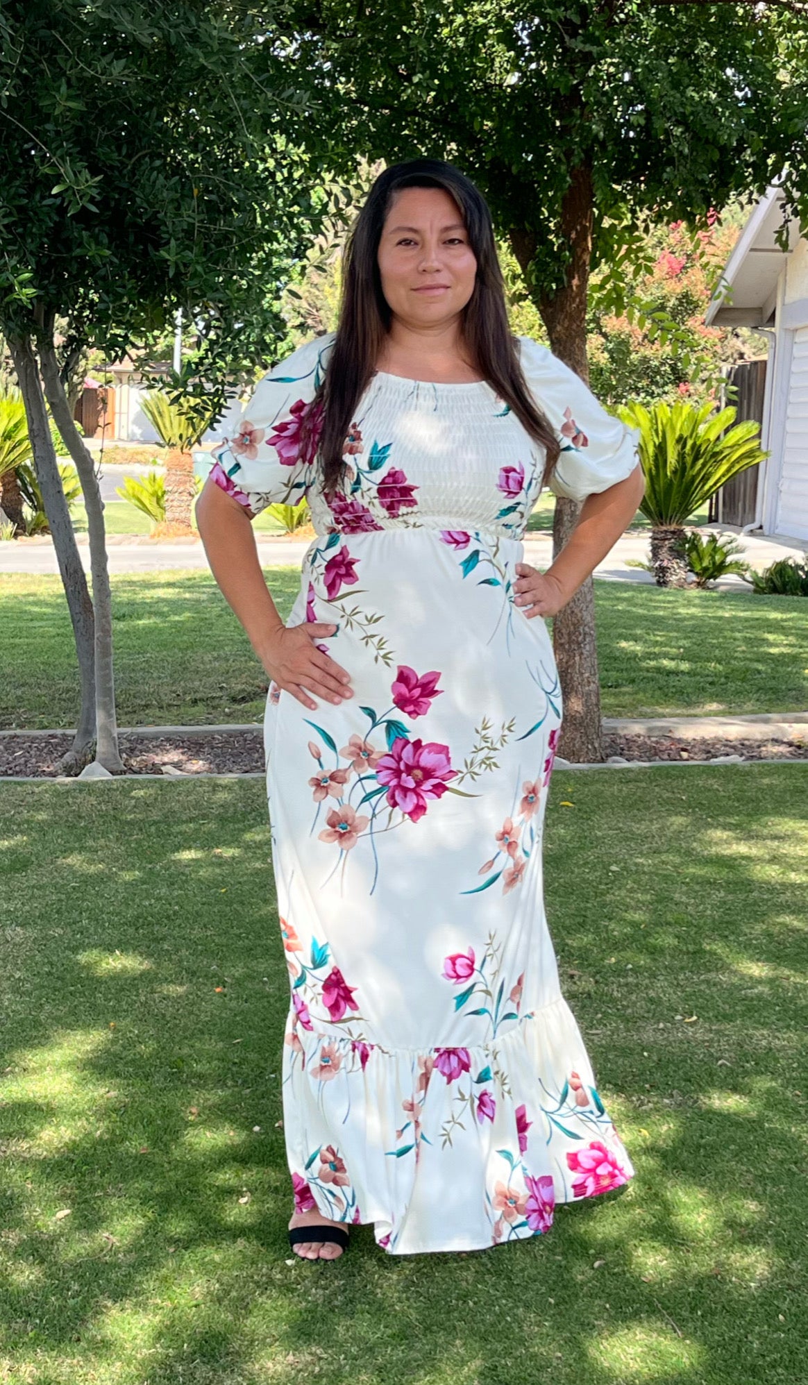 white/floral Dress