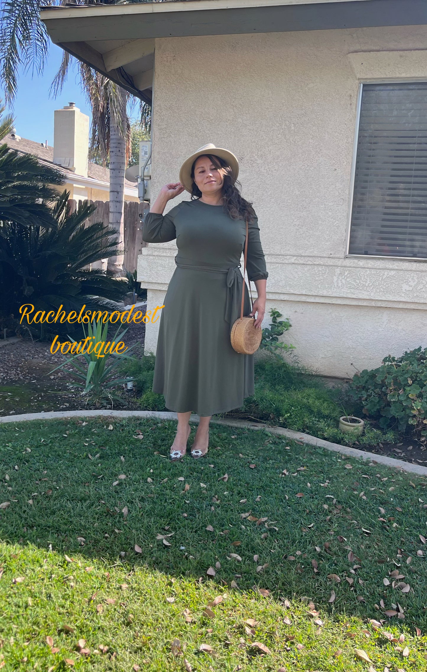 Amanda Olive Green Midi Dress