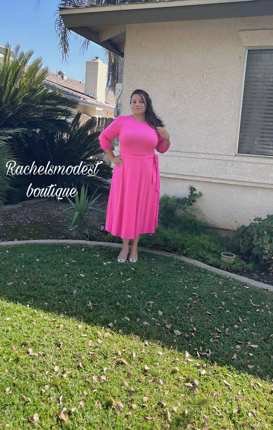 Amanda Fuschia Midi Dress