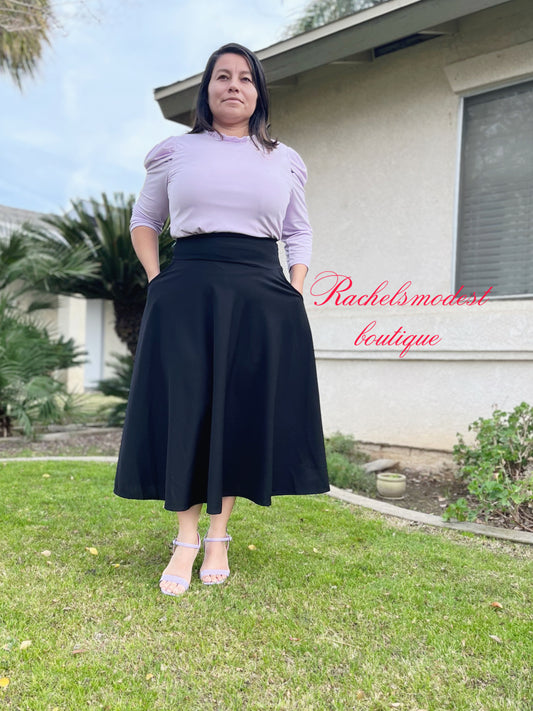 BLACK MIDI SKIRT