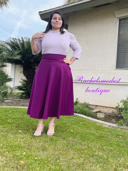 MAGENTA MIDI SKIRT